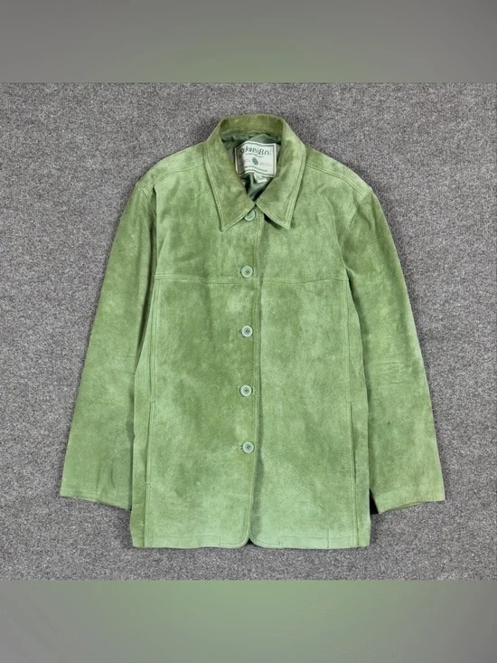 Vintage St. John’s Bay Green Suede Button Front Jacket Women’s Large Lightweight - Picture 2 of 15